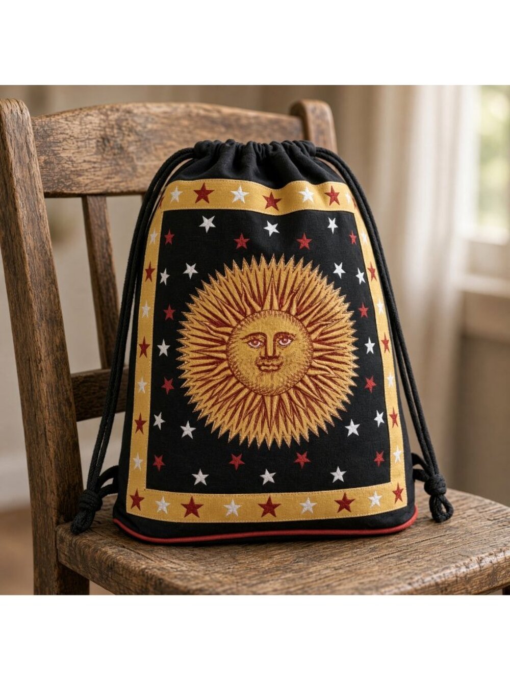 Sun Drawstring Backpack 18" Cotton Cinch Bag